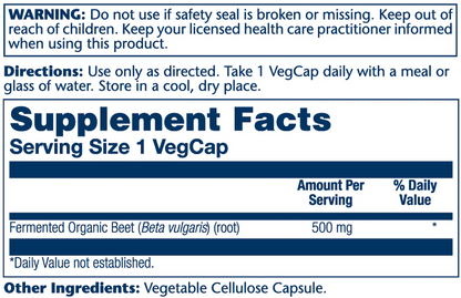 Solaray Org Grwn Frmtd Beet Root 500mg 100 Caps