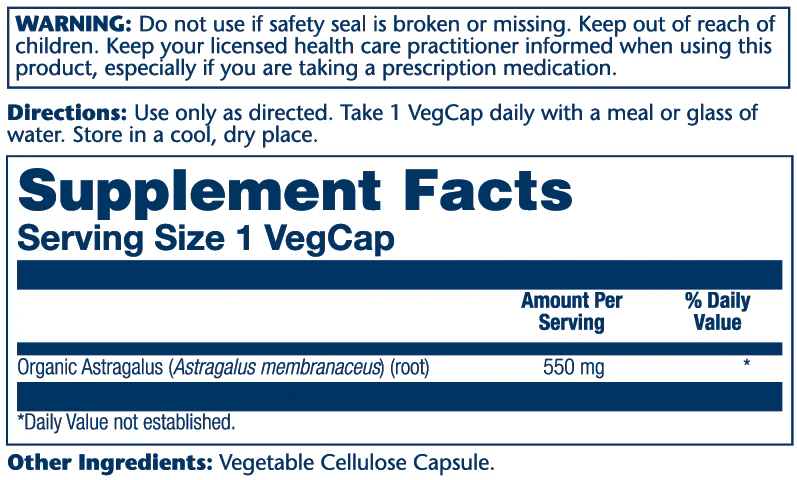 Solaray Astragalus 550mg 100 Caps