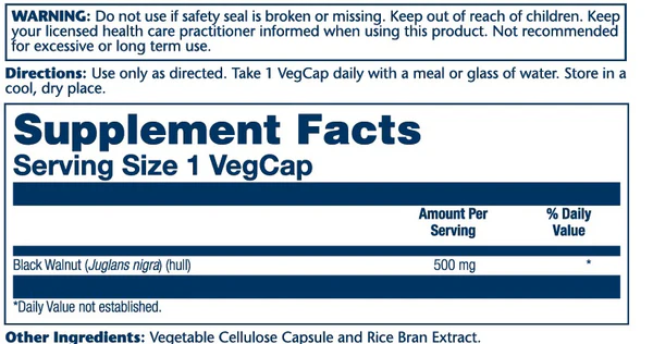 Solaray Black Walnut Hull 500mg 100 Caps