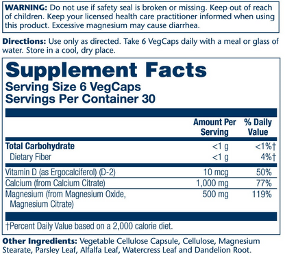 Solaray Cal-Mag Citrate W/d-2, 2:1 Ratio 180 Caps