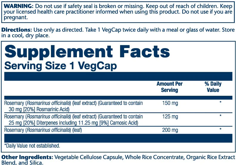 Solaray Rosemary Leaf Extract 275mg 45 caps