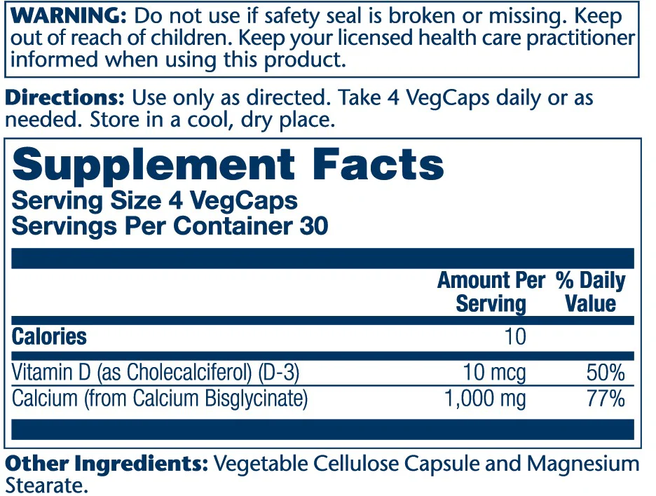Solaray Calcium Bisglycinate W/d-3 1000mg 120 Caps