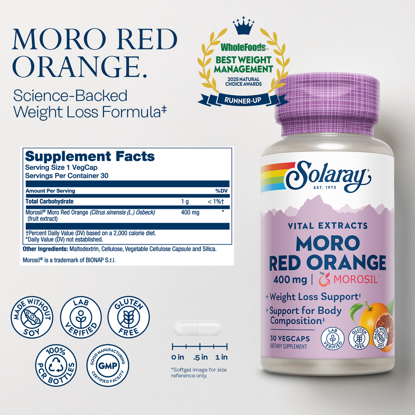 Solaray Moro Red Orange Extract Morosil 30 Caps
