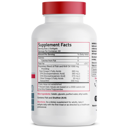 Bronson Vitamins Omega-3 Fish + Krill Oil 1000 Mg 120 Softgels