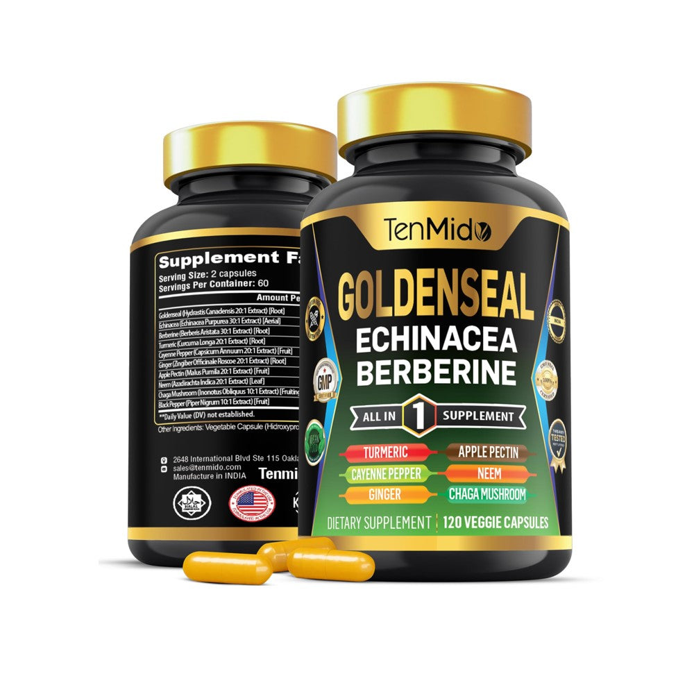 TenMid Supplement F – Goldenseal, Echinacea & Berberine All-in-One Formula | 60 Capsules