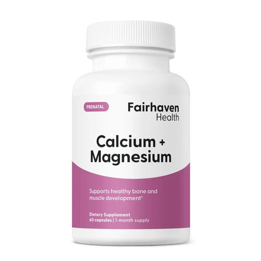 Fairhaven Health Prenatal Calcium + Magnesium – Bone & Muscle Support | 30 Capsules – 1 Month Supply