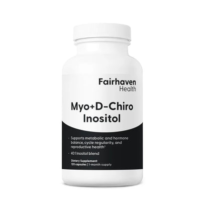 Fairhaven Health Myo + D-Chiro Inositol – 40:1 Blend Supports Metabolic Health, Hormone Balance, Cycle Regularity & Reproductive Wellness | 120 Capsules – 2-Month Supply
