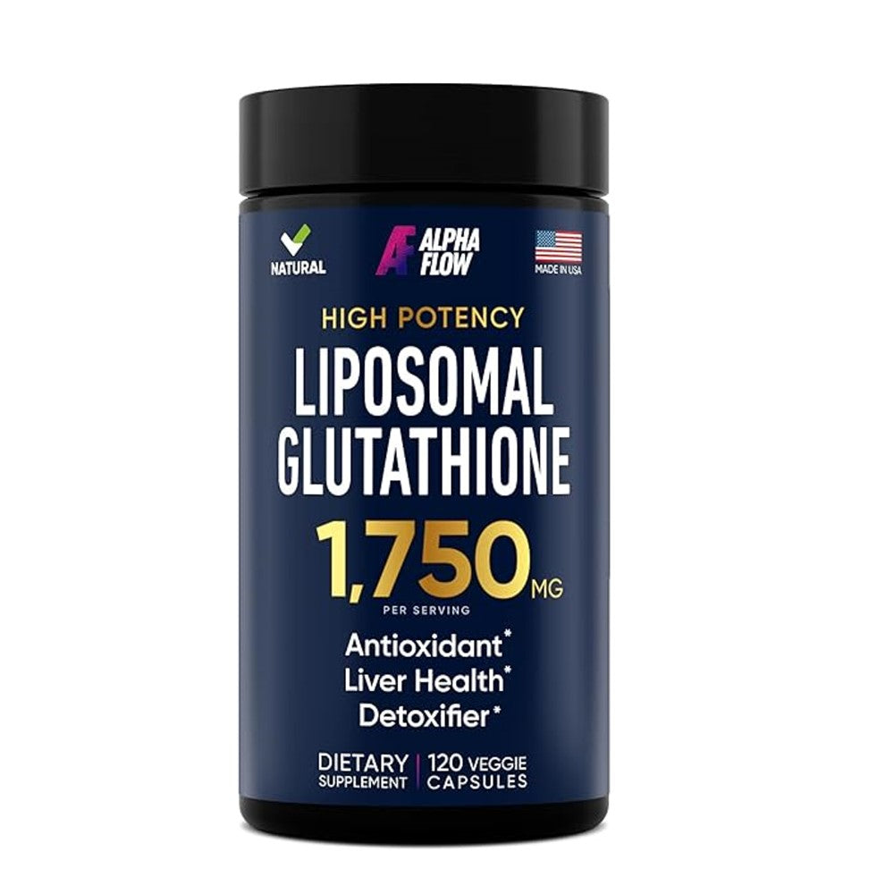 Alpha Flow Liposomal Glutathione – High Potency 1,750mg per Serving | Antioxidant, Liver Health & Detox Support Dietary Supplement | 120 Veggie Capsules | 60-Day Supply