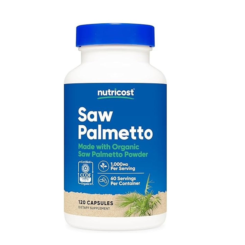 Nutricost Saw Palmetto 1000mg – Made with Organic Saw Palmetto Powder CCOF Certified | 120 Capsules | 60 Servings | Dietary Supplement