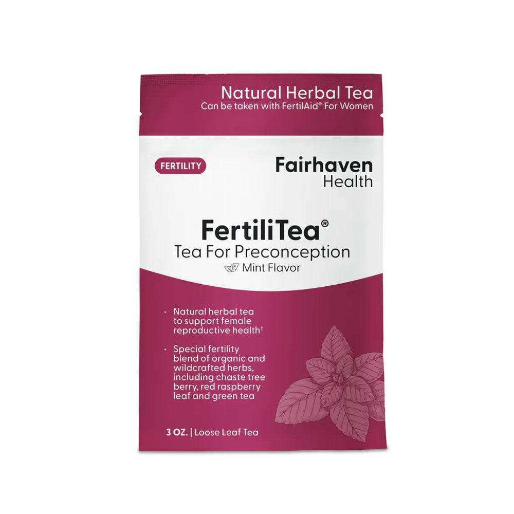 FertiliTea® – Natural Herbal Tea for Female Fertility Support | Mint Flavor Fairhaven Health | 3 oz Loose Leaf | With Chaste Tree Berry, Red Raspberry Leaf & Green Tea | Pairs with FertilAid for Women