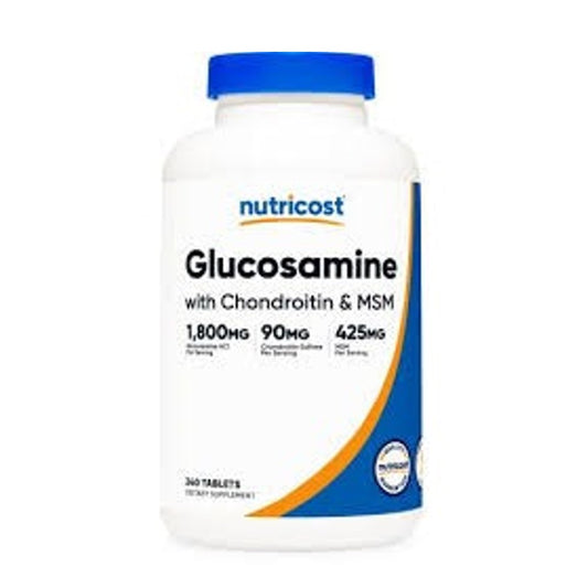 Nutricost Glucosamine with Chondroitin & MSM – Joint Support Formula | 1,800mg Glucosamine, 90mg Chondroitin, 425mg MSM Dietary Supplement | 240 Tablets