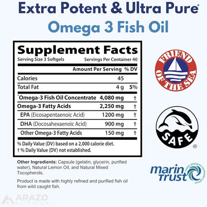 Arazon Nutrition Omega 3 Fish Oil 4,080mg