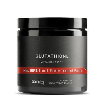 Toniiq Glutathione Ultra High Purity – 98% Pure, Third-Party Tested – 240 Capsules Dietary Supplement