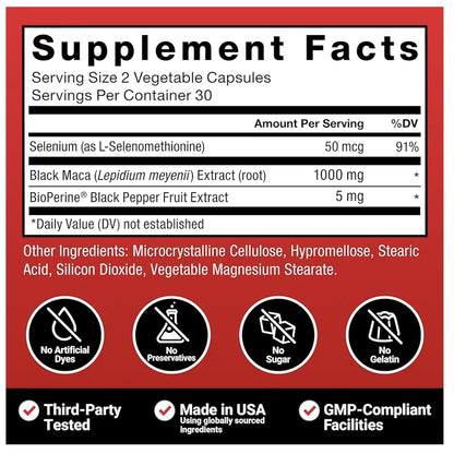 Force Factor Black Maca For Men Natural Maca Negra Extract, Fundamentals Series