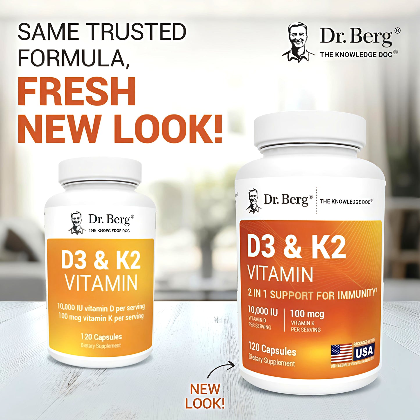 Supports immune health and bone strength with 10,000 IU of Vitamin D3 and 100 mcg of Vitamin K2 per serving. Non-GMO, high-quality dietary supplement.