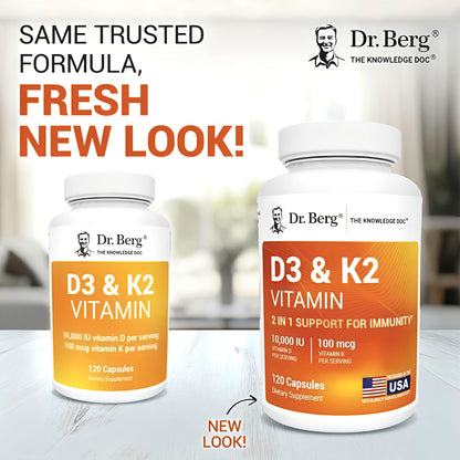 Supports immune health and bone strength with 10,000 IU of Vitamin D3 and 100 mcg of Vitamin K2 per serving. Non-GMO, high-quality dietary supplement.