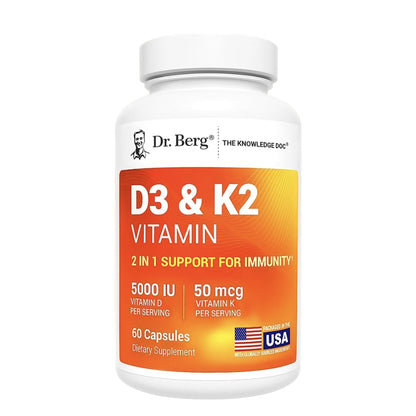 Supports immune health and bone strength with 10,000 IU of Vitamin D3 and 100 mcg of Vitamin K2 per serving. Non-GMO, high-quality dietary supplement.