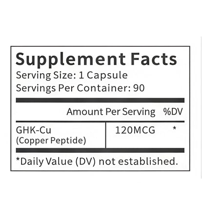 QUBIT GHK-Cu Copper Peptide Supplement for Skin & Hair, Easy 90 Capsules