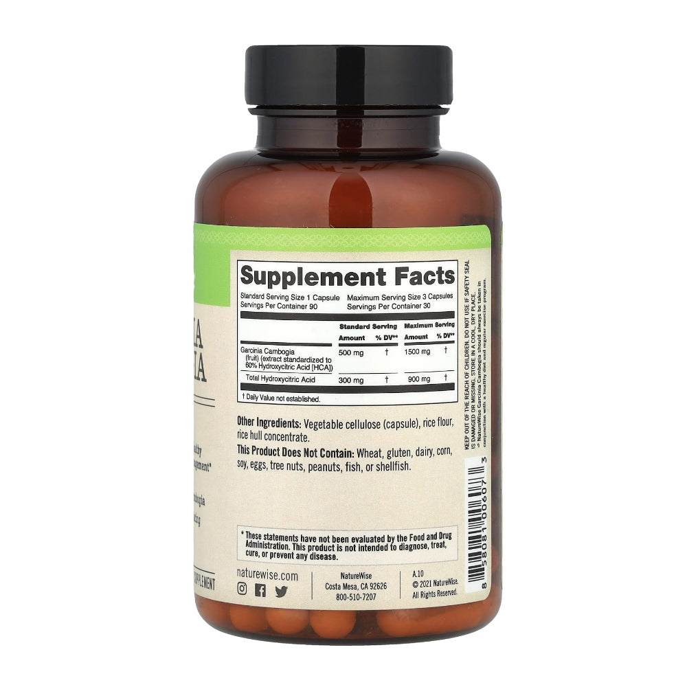 NatureWise Garcinia Cambogia – 100% Pure, Non-Stimulating Weight Management Support | Vegetarian Capsules