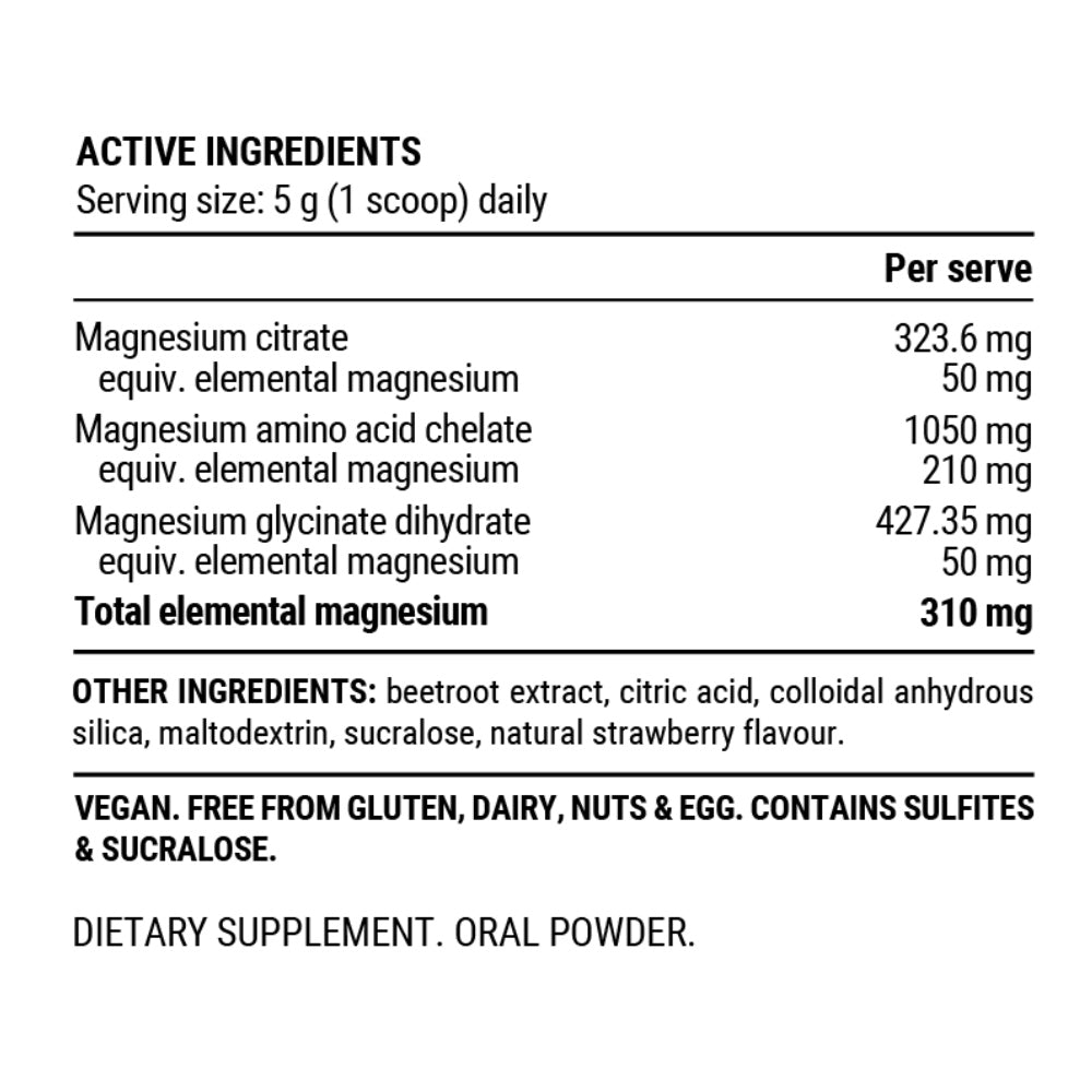 TRIPLE MAGNESIUM POWDER /Unflavored 200g Jar (40 Serves)