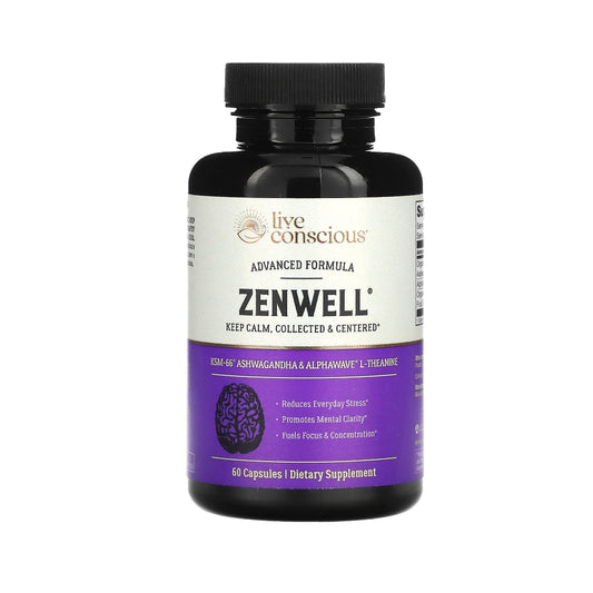 Zen Well Ashwagandha Advanced Formula | Stress Relief & Focus | 60 Capsules.