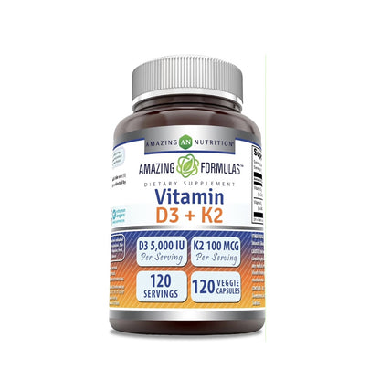 Amazing Formulas Vitamin D3 (as Cholecalciferol) 5000 Iu + Vitamin K2 100 Mcg