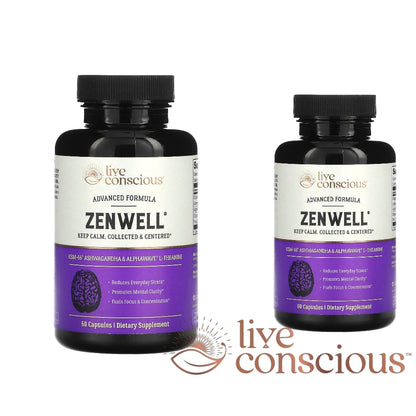Zen Well Ashwagandha Advanced Formula | Stress Relief & Focus | 60 Capsules.