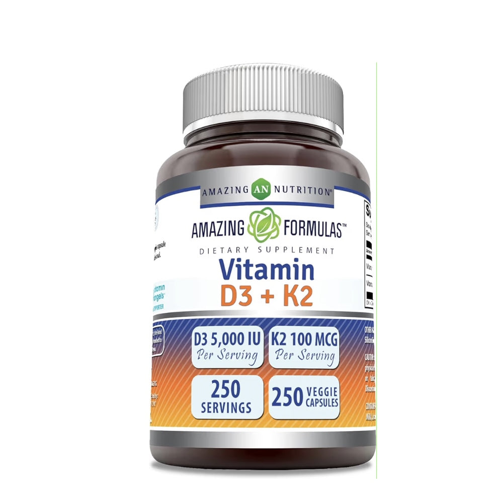Amazing Formulas Vitamin D3 (as Cholecalciferol) 5000 Iu + Vitamin K2 100 Mcg