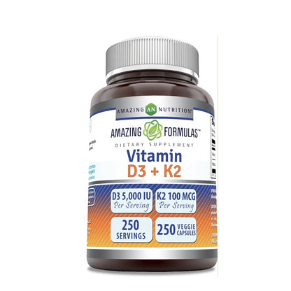 Amazing Formulas Vitamin D3 (as Cholecalciferol) 5000 Iu + Vitamin K2 100 Mcg