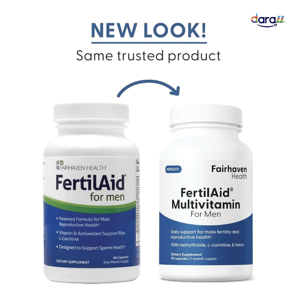 Fairhaven Health FertilAid® for Men – Daily Fertility & Reproductive Health Support Multivitamin with Methylfolate, L-Carnitine & Moco | 90 Capsules – 1-Month Supply