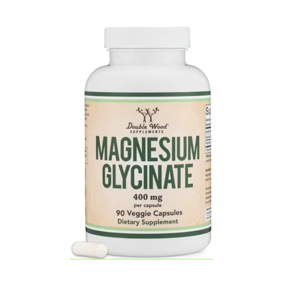 Double Wood Supplements Magnesium Glycinate 400mg High-Absorption Magnesium | 180/90 Veggie Capsules | Dietary Supplement