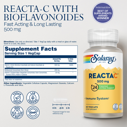 Solaray Reacta-C & Bioflavonoids 500mg 60 Caps
